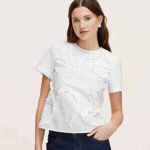 New! Kate Spade Target XL Extra Large Ribbon Short Sleeve White Blouse Shirt NWT
